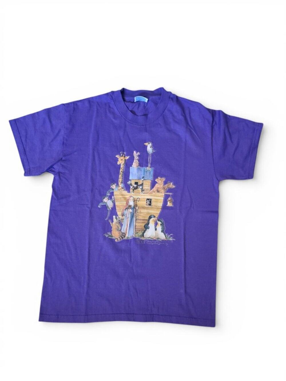 Vintage 90s 1994 Purple  Noah's Ark Graphic Tee T Shirt Size Medium
